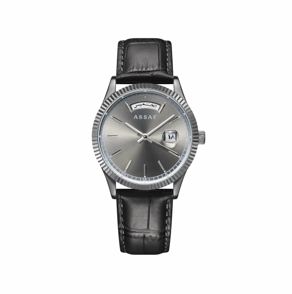Harun Black leather watch